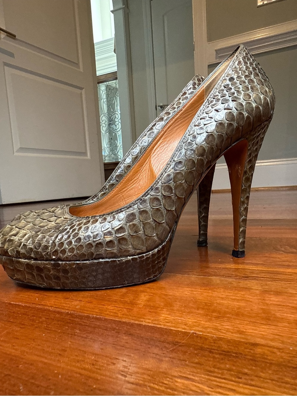 Gucci Snake-Embossed Platform Stiletto Pumps